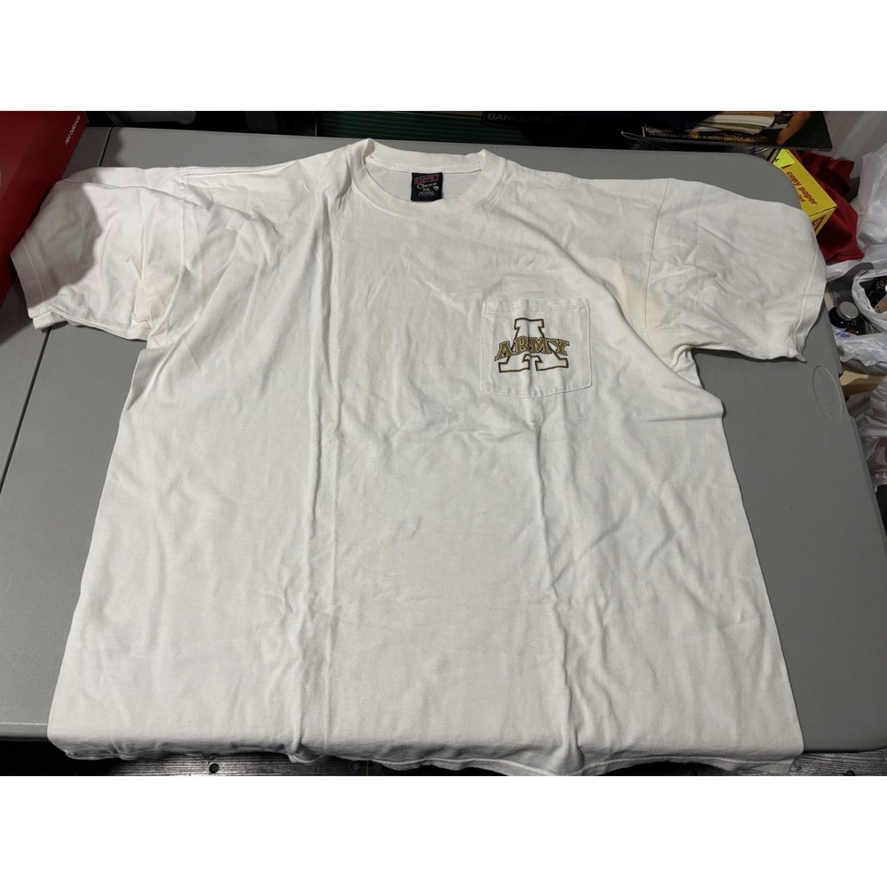 Vintage Soffe's Choice Army Pocket T Single Stitch Tshirt‎ Size XXL White